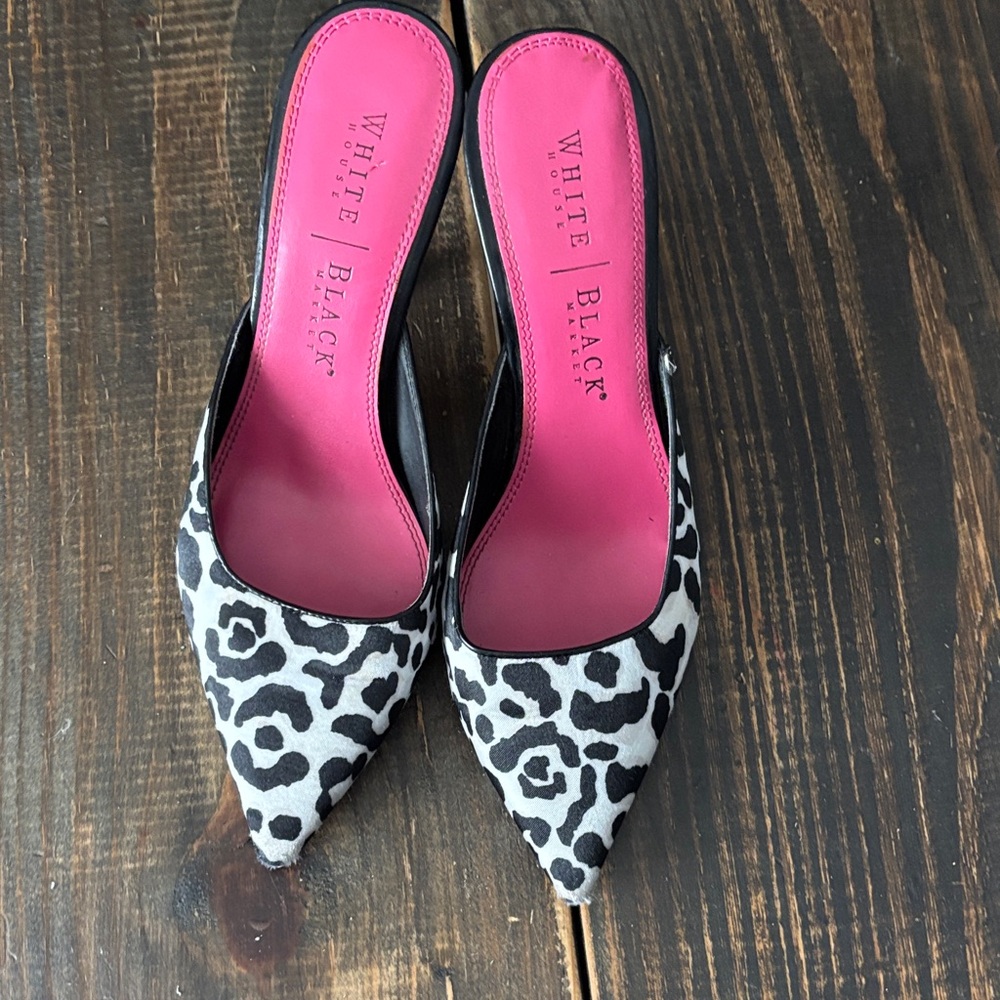 White House Black Market Black and White Patterned Heels